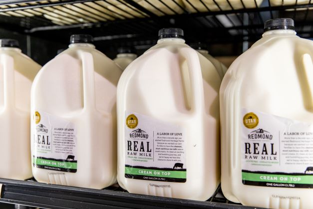 raw milk on shelf