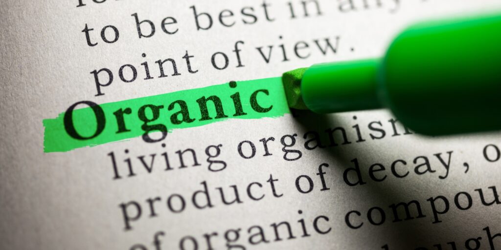 The word "Organic" highlighted with green highlighter.