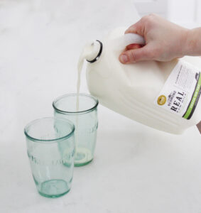 Pouring milk. 